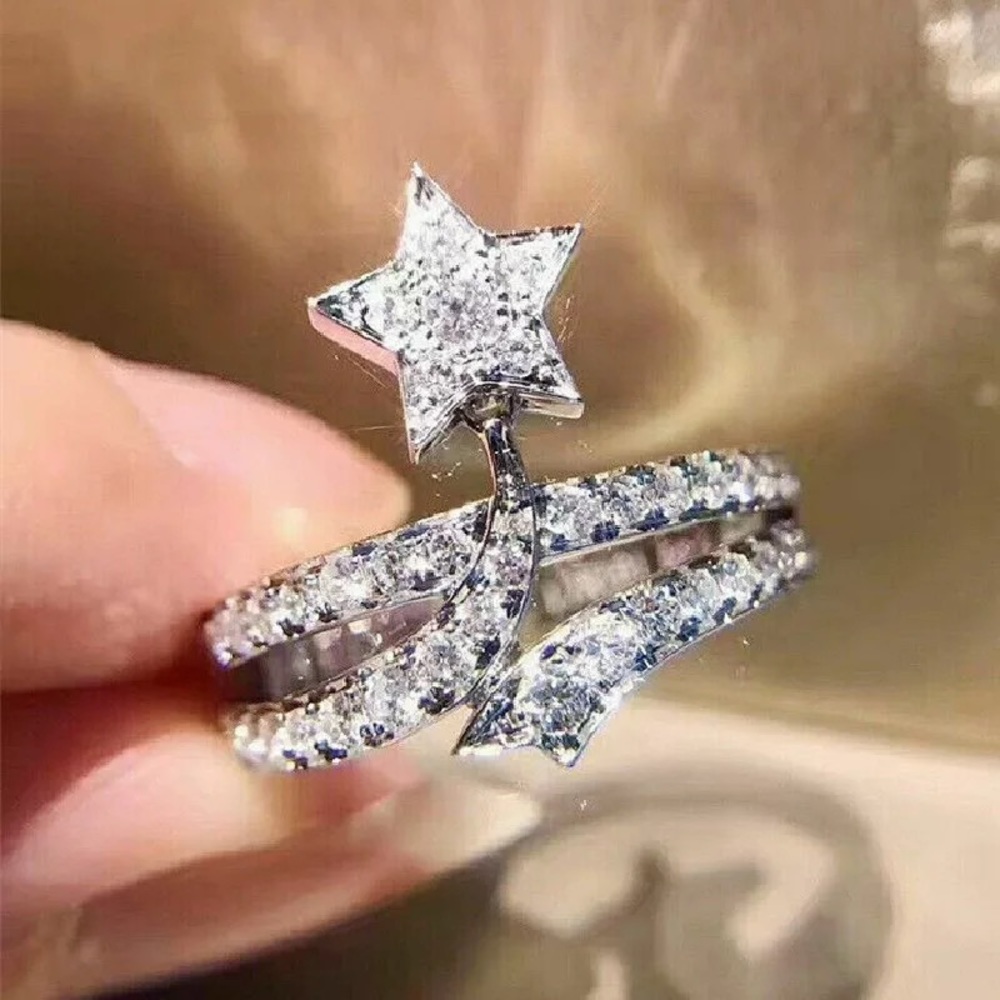 New Women’s 925 Silver Star Diamond Ring